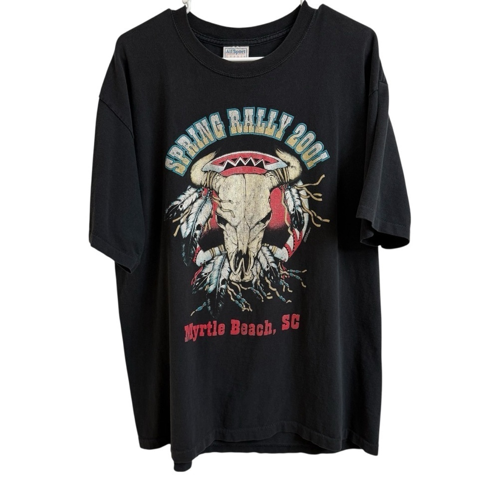 Vintage Myrtle Beach Spring Bike Rally 2001 Shirt Mens Size XL Black Skull Biker